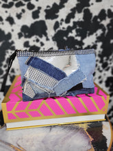 Load image into Gallery viewer, Mini Denim Zip Clutch
