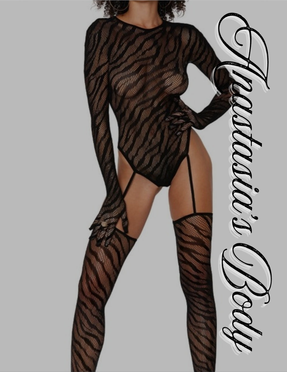 Zebra Fishnet Bodystocking