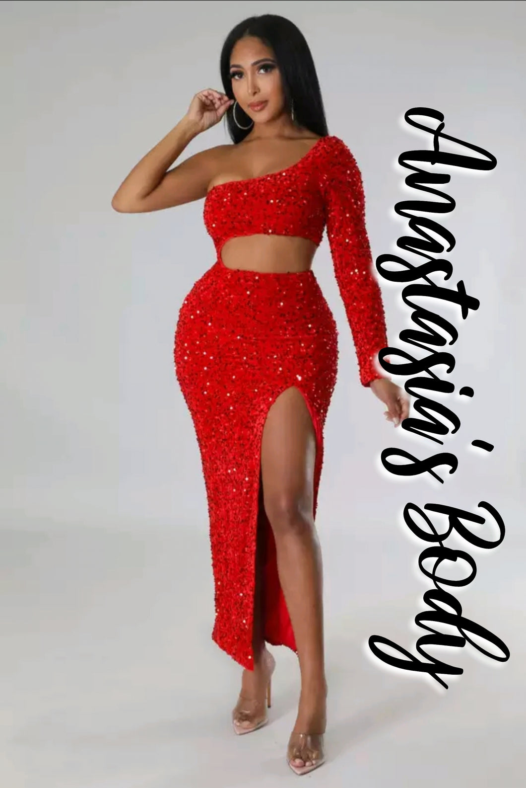 Crimson Single Shoulder Dress