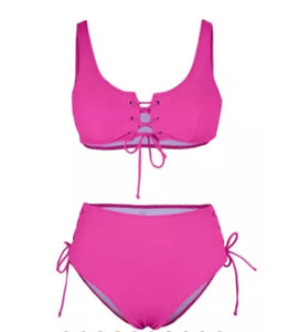 Lace Up High Waist Bikini Swimsuit
