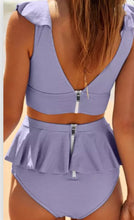 Load image into Gallery viewer, Purple V Top Ribbed Halter 2pc Swimsuit
