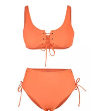 Load image into Gallery viewer, Lace Up High Waist Bikini Swimsuit
