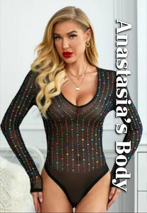 "TAYA" Rainbow Rhinestone Bodysuit