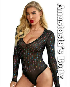 "TAYA" Rainbow Rhinestone Bodysuit