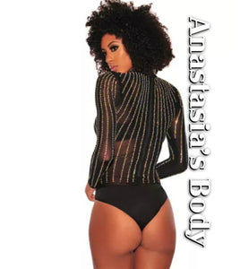 "Danessa" Rhinestone Stripe Bodysuit