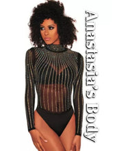 Load image into Gallery viewer, &quot;Danessa&quot; Rhinestone Stripe Bodysuit
