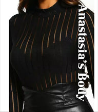 Load image into Gallery viewer, &quot;CASSIE&quot; Long Sleeve Stripe Bodysuit
