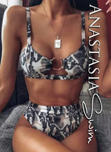 Load image into Gallery viewer, Jewel Cleavage High Waist  2pc Swimsuit
