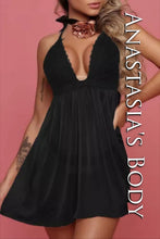 Load image into Gallery viewer, 2pc Black Lace Babydoll Set
