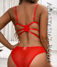 Load image into Gallery viewer, Red Mesh Bra &amp; Panty Set
