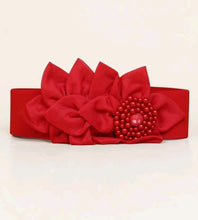 Load image into Gallery viewer, Red Flower Wide Band Belt
