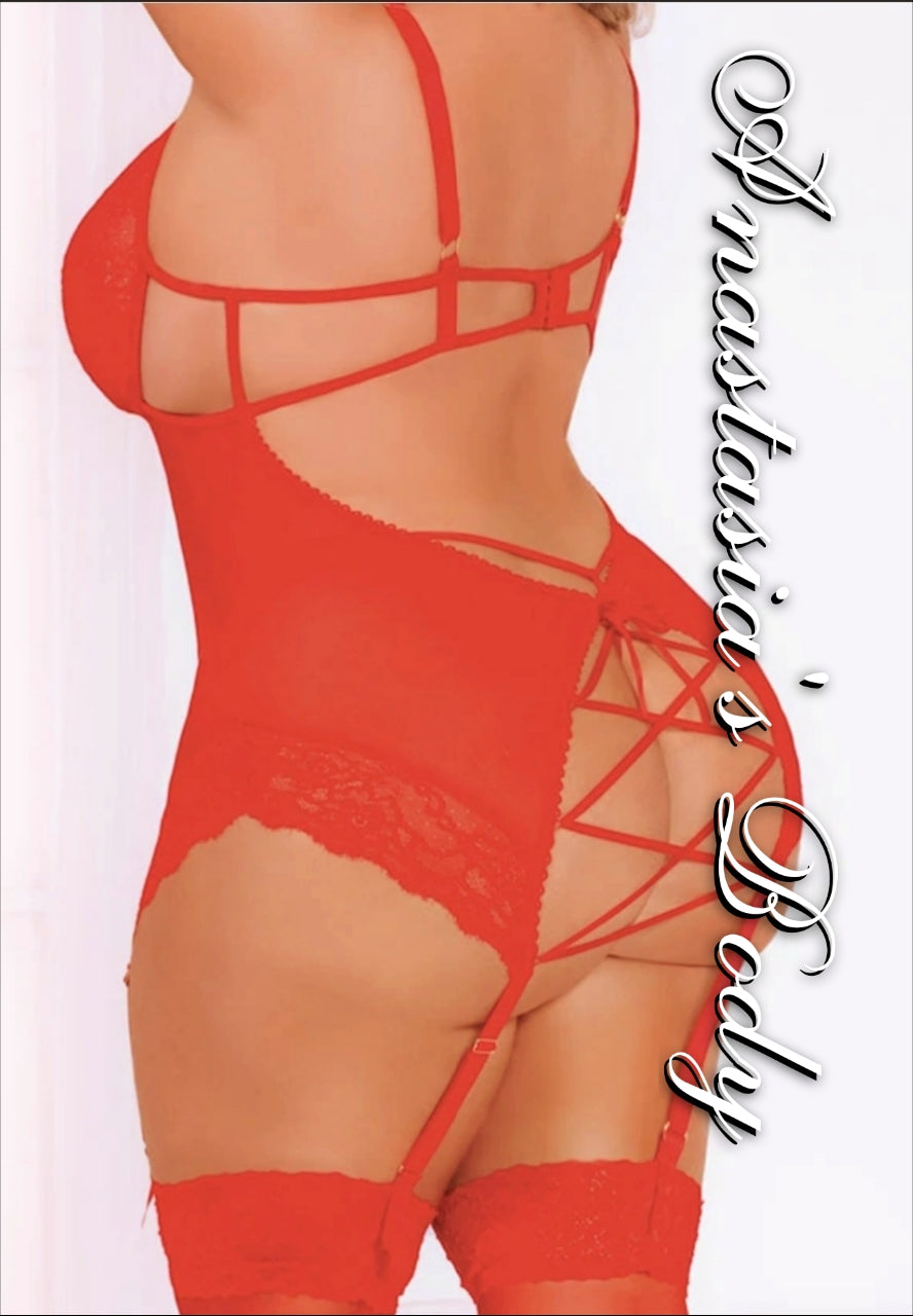 Red Back At It 2pc Teddy(QUEEN)