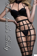 Load image into Gallery viewer, Black Cage Bra/Skirt Set
