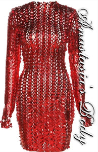 Red Hollow Hole Punch Dress